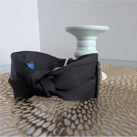 PRADA STYLE Black Satin Knot Headband logo triangle Milano - Picture 6 of 9